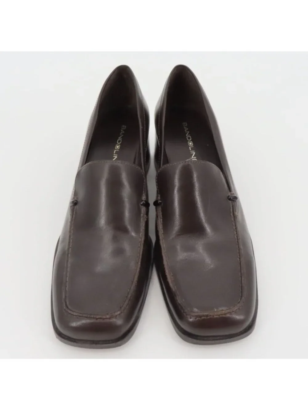 Bandolino VISIONARY Women 8 M Solid Brown Leather Block Heel Shoes Pumps Loafers